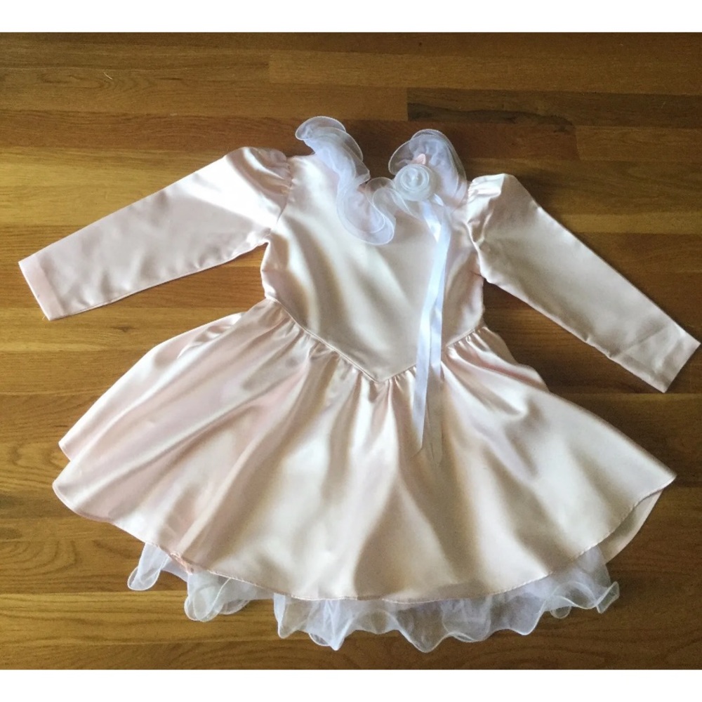 Isabella little girls dress light pink satin, size 6